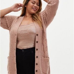 TORRID Cable Boyfriend Button Up Sweater - Size 2X